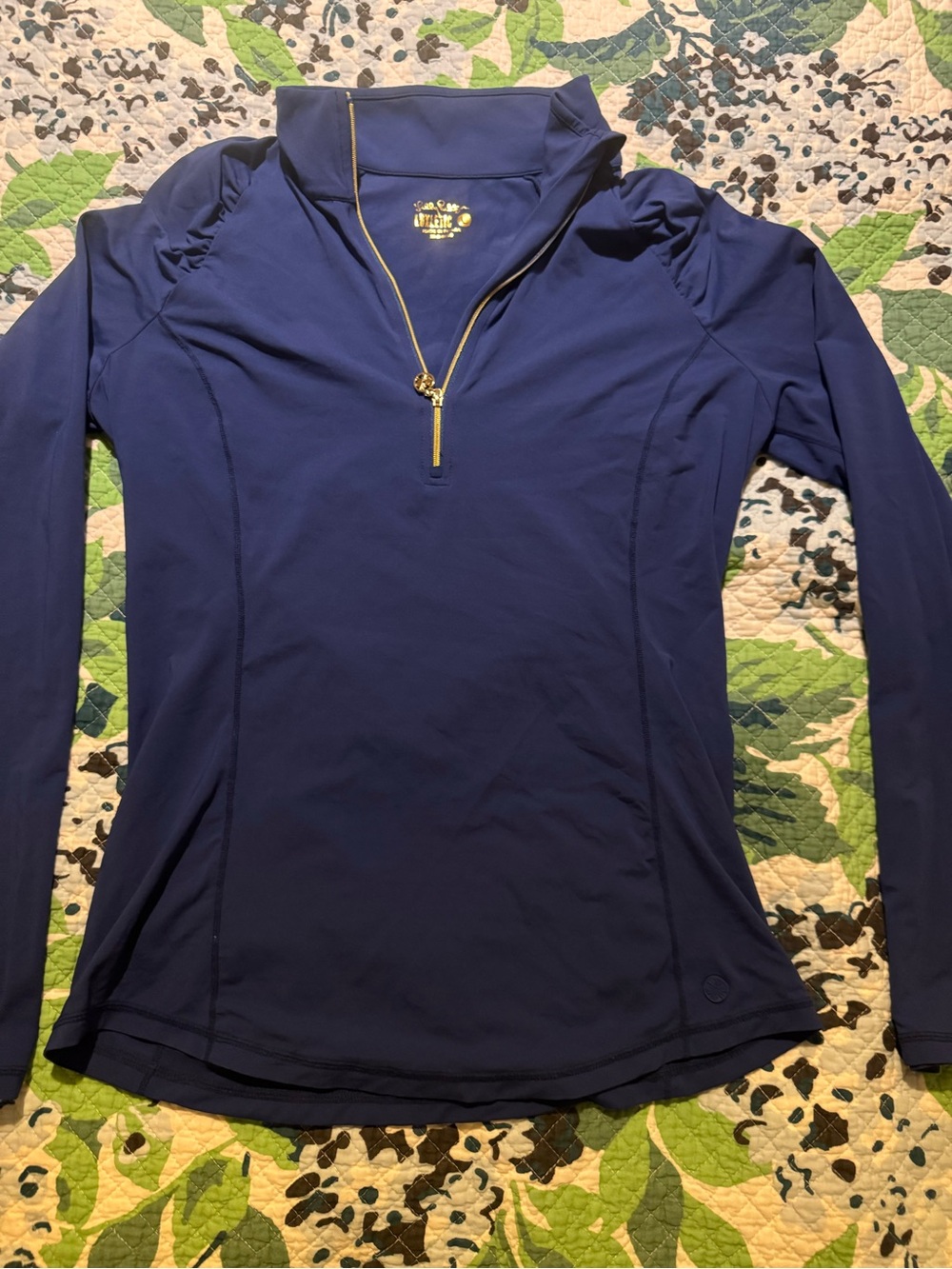 Lilly Pulitzer Justine Women's Navy Blue Long-Sleeve Quarter Zip Pullover
